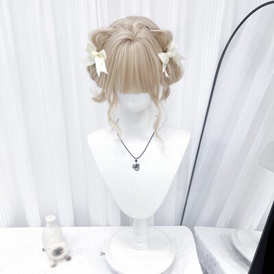冰冷心事白金色假发减龄日常Lolita短卷发羊毛卷万用cos全头套式