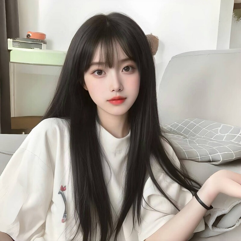 星程假发女长发自然全头套长直发日常初恋氛围感黑长直齐刘海
