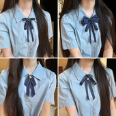 领结女衬衫 蝴蝶结蓝色学院风配饰装 饰小清新日常别针商务职业领花