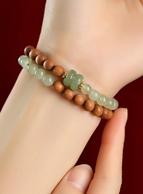 上岸莲花天然和田玉手链