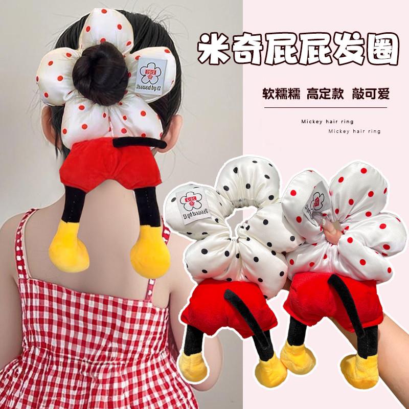米奇发圈米老鼠发圈儿童黑红波点屁屁大肠发圈女可爱花朵米妮发饰