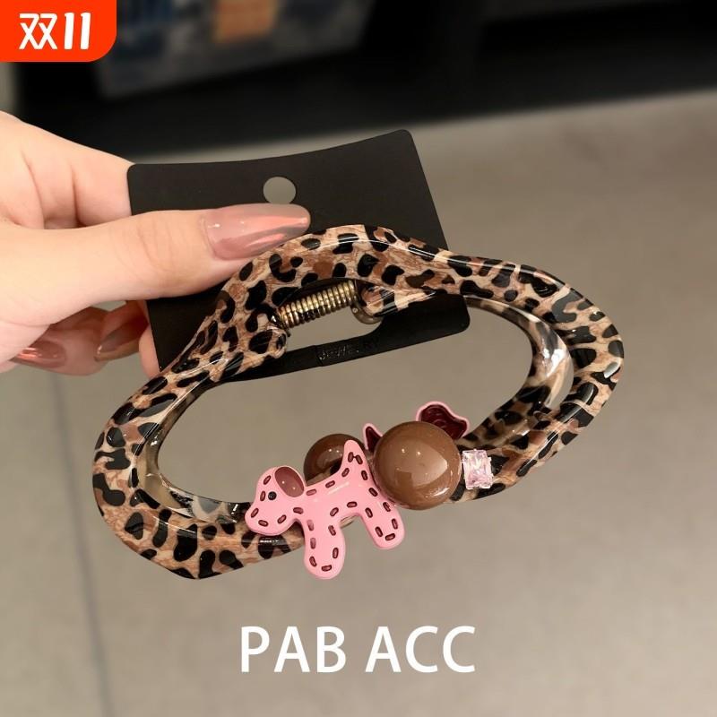 韩国甜酷豹纹小众云朵小狗球球水钻发抓洋气时尚抓夹高马发饰短发