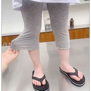 薄款 外穿 兒童七分褲 子夏季 女童打底褲 修身 打底褲 寶寶褲 彈力夏款