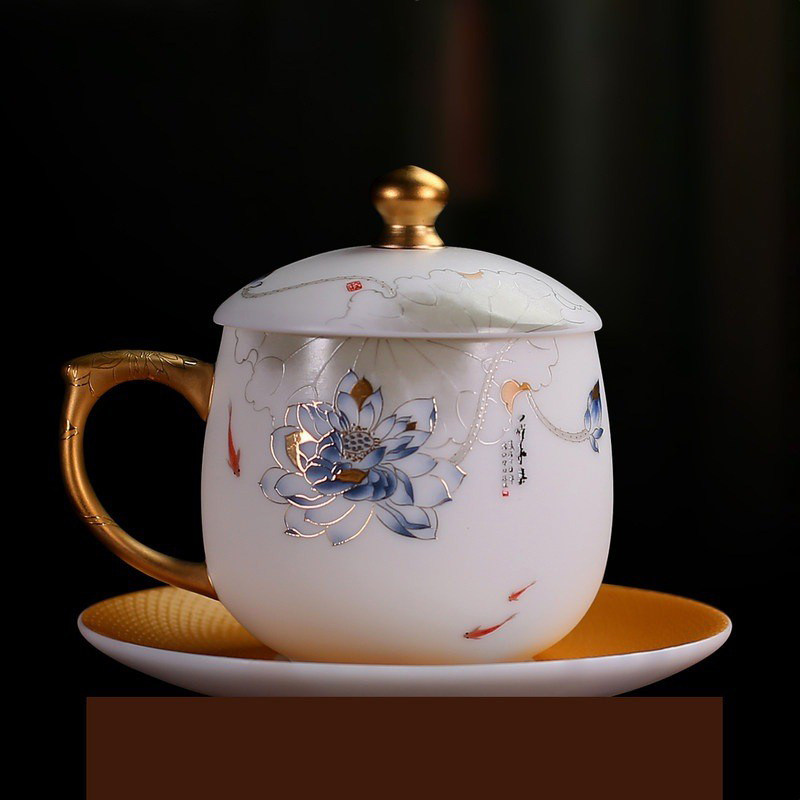 瓷语颠 渡景山房马克杯陶瓷杯办公杯女家用情侣水杯男生茶杯