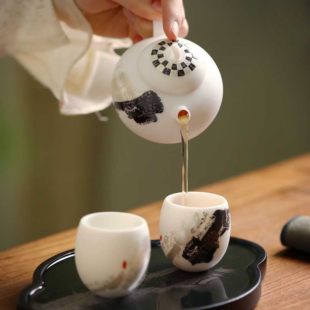 瓷语颠陶瓷冰种白瓷复古茶壶单个泡茶器茶具家用一壶二杯单壶