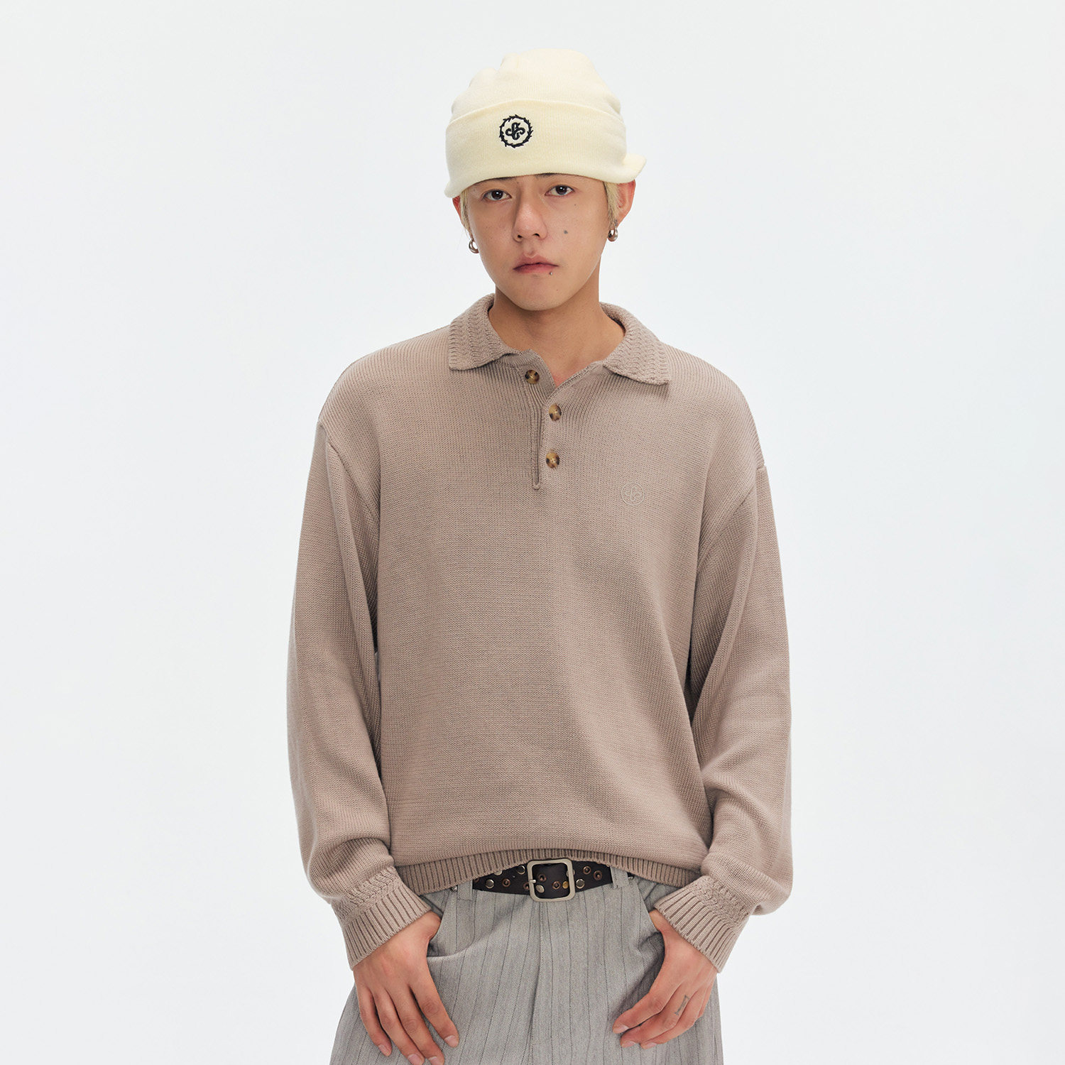 CoosRetro美式复古POLO领针织毛衣男软糯亲肤面料半开襟休闲上衣