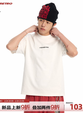 CoosRetro凉感防晒短袖T恤男女宽松圆领字母印花潮牌白色半袖上衣