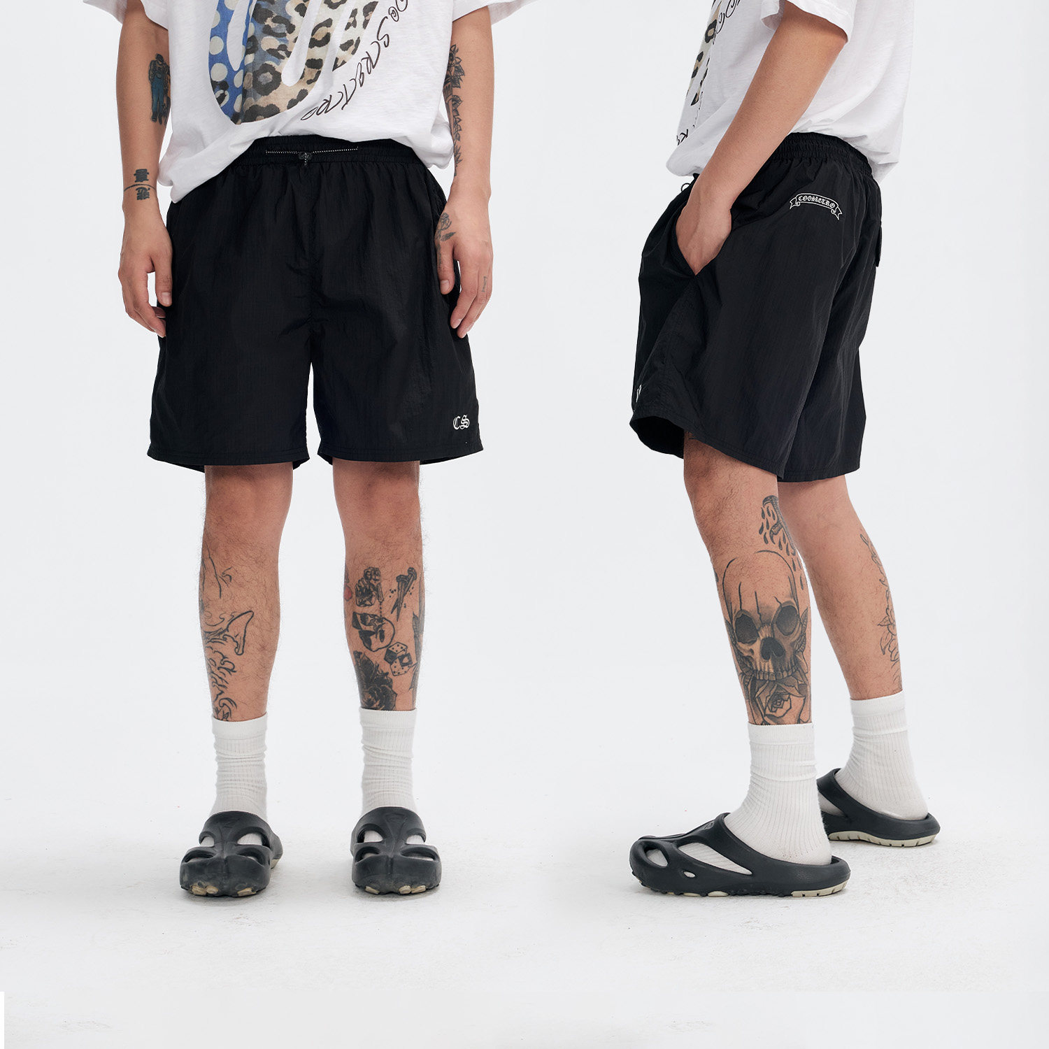 CoosRetro 美式立体刺绣透气运动速干短裤男生夏季宽松休闲五分裤