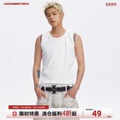 男休闲潮流无袖 CoosRetro美式 复古街头绣花Logo背心夏季 内搭上衣