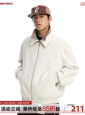 CoosRetro美式复古翻领刺绣夹克男千鸟格元素简约复古休闲外套潮