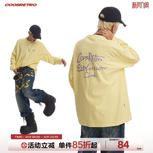 T恤男女圆领纯棉春秋打底衫 CoosRetro美式 复古270g字母印花长袖