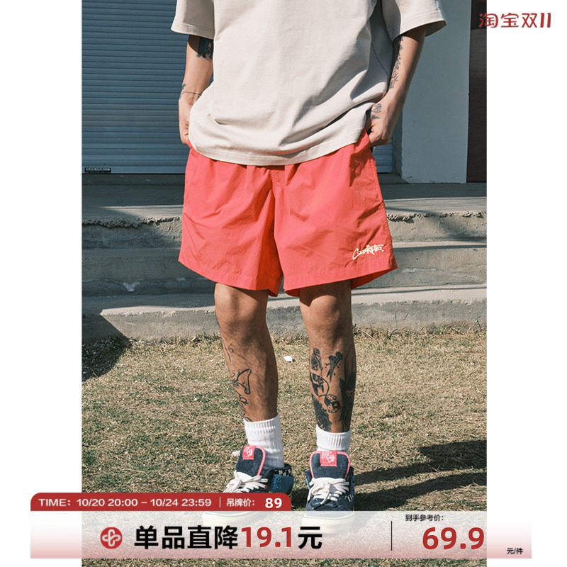 CoosRetro 美式复古刺绣休闲短裤男女夏季宽松沙滩裤情侣潮牌裤子