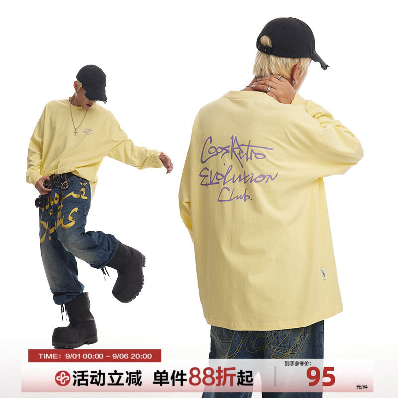 CoosRetro字母logo胶印长袖T恤图片