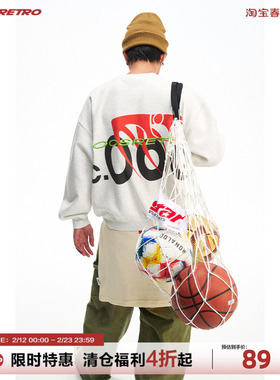 CoosRetro日系简约圆领百搭男骑行立体印花刺绣logo潮流宽松卫衣