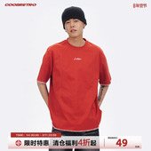 CoosRetro美式 上衣 男女一字拷边修身 复古立体logo绣花短袖 T恤夏季
