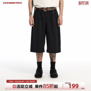 CoosRetro老钱风双褶裥宽松阔腿七分裤 夏 男cleanfit直筒凉感西裤