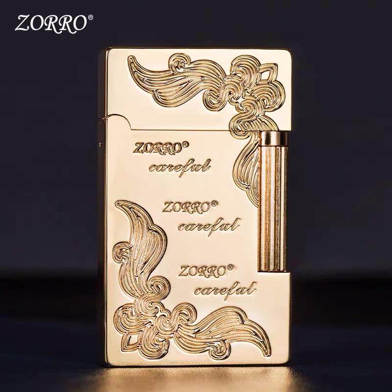 朗声佐罗煤油打火机创意送zorro个性拉丝礼物潮音侧滑男砂轮钢琴
