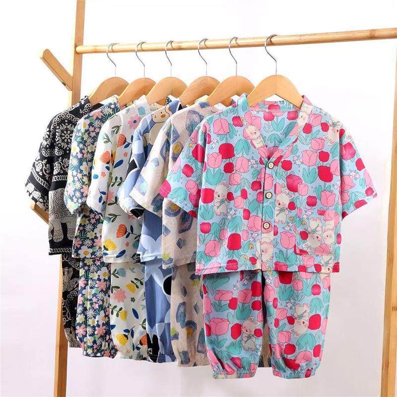 轻薄透气巨凉快~夏季男童竹纤维家居服套装