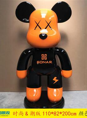 卡通暴力熊芝麻街Kaws公仔大摆件轻奢装饰落地玻璃钢雕塑卡通模型