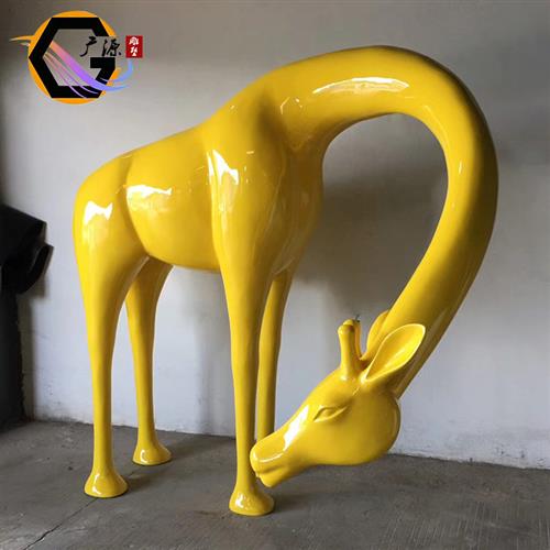 户外几何长劲鹿雕塑园林景观装饰小品玻璃钢公园草坪动物造景摆件