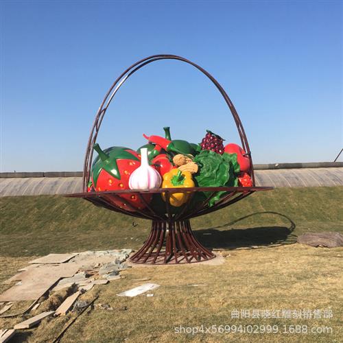 蔬菜水果玻璃钢雕塑定制大型户外仿真果篮园林景观农场美陈摆件