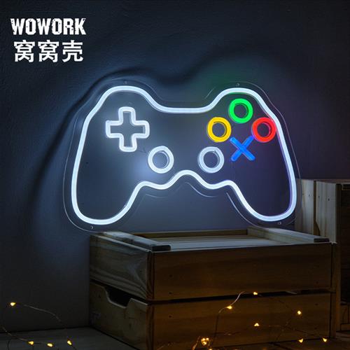 led霓虹灯发光字PS游戏手柄电竞房氛围灯房间装饰RGB姓名