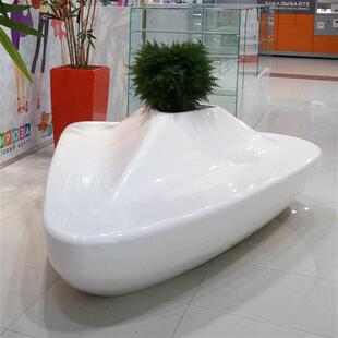 玻璃钢船型机场花盆座椅酒店商场美陈创意坐凳户外广场公共休息椅