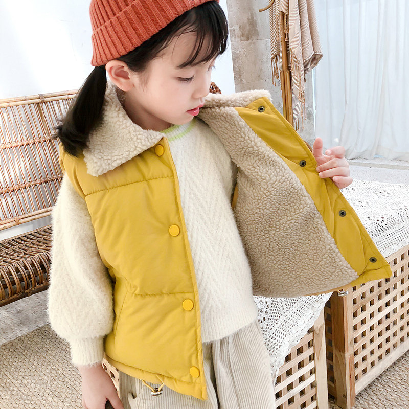 儿童羽绒棉马甲坎肩外穿男女童洋气y2023新款秋冬加绒保暖背心马