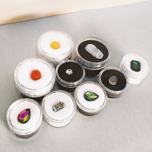 珠宝首饰彩宝石裸钻石收纳盒子饰品文玩珠宝样品展示盒塑料圆形