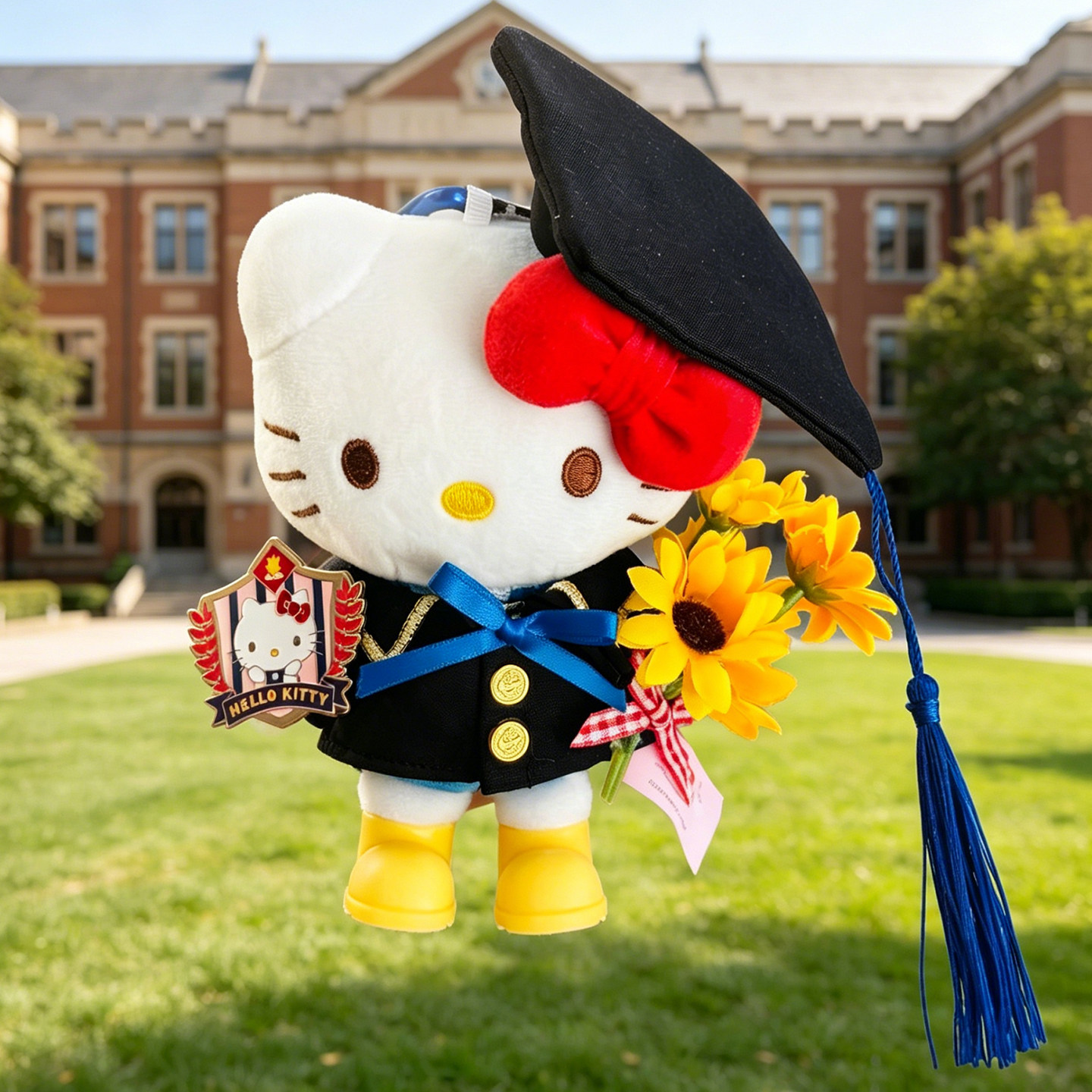 正版hellokitty学士服三丽欧玩偶包挂毕业礼物送女友毛绒公仔挂件