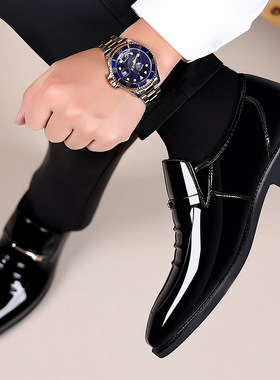 皮鞋男套脚透气48码韩版47男士46商务45正装休闲黑色英伦大码婚鞋