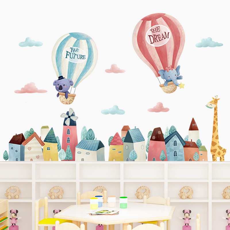 Kindergarten decorative mYaterials fun animal wall painting