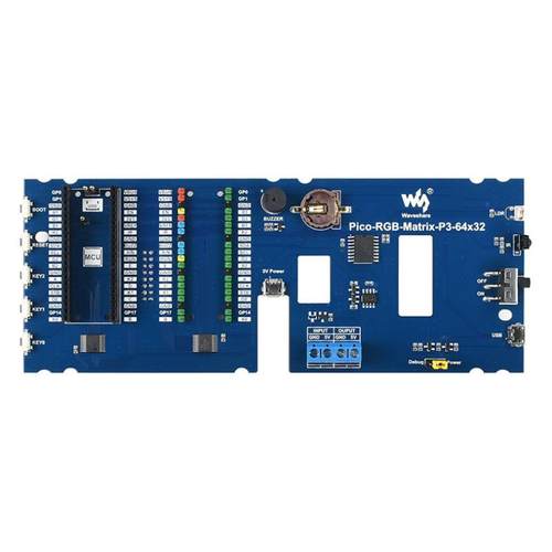 微雪 树莓派Pico RGB全彩多功能数字电子时钟 64×32点阵显示屏