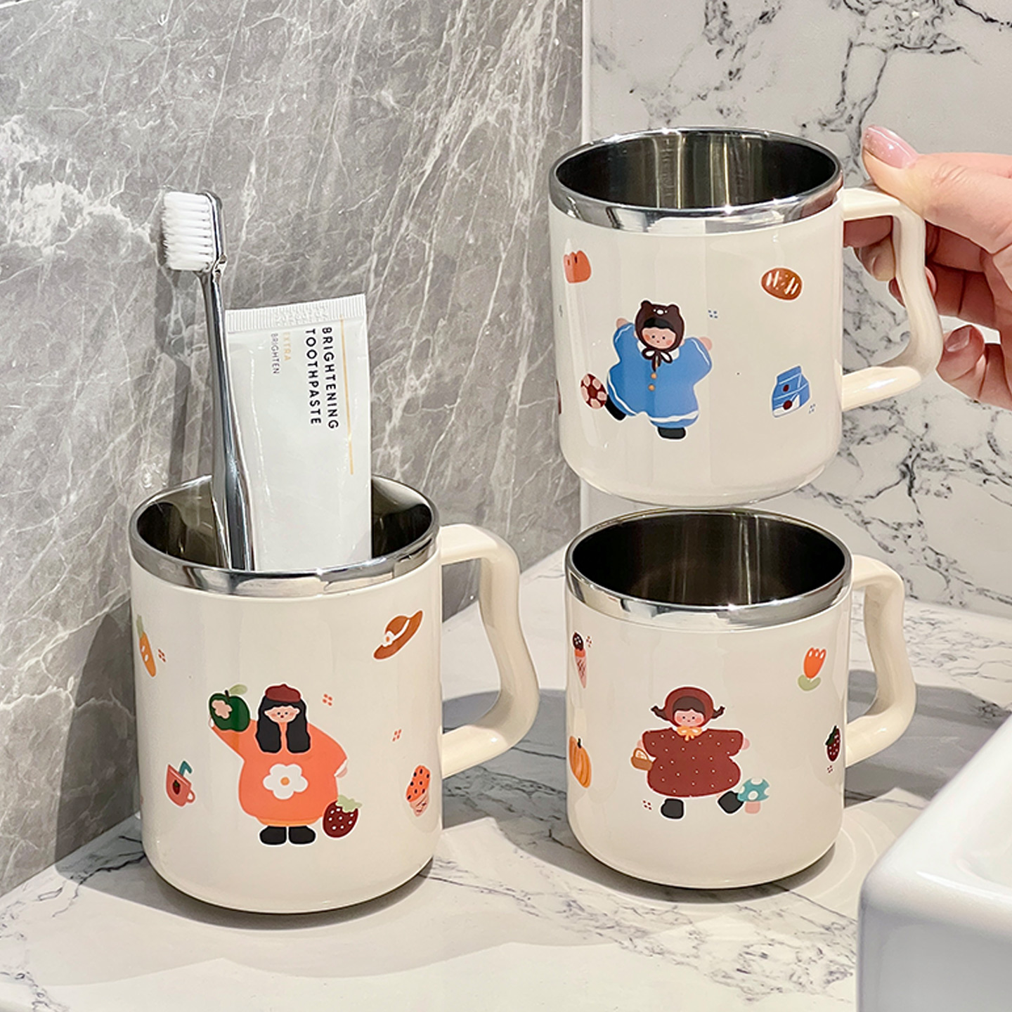 304不锈钢儿童家庭洗漱杯牙缸杯