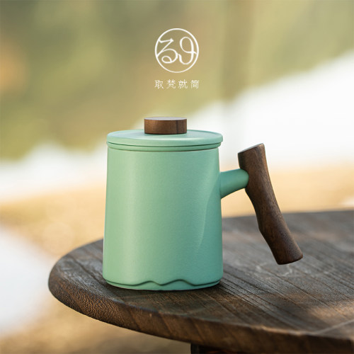 陶瓷泡茶杯茶水分离办公杯带盖过滤马克杯个人专用大容量茶杯定制