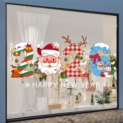 圣诞装饰品静电贴橱窗贴纸 圣诞树雪花玻璃贴画创意门贴圣诞老人