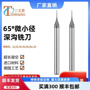钨钢微小径深沟铣刀柄4加长避空长颈平刀球刀2L3L4L5L6L8L10L65度