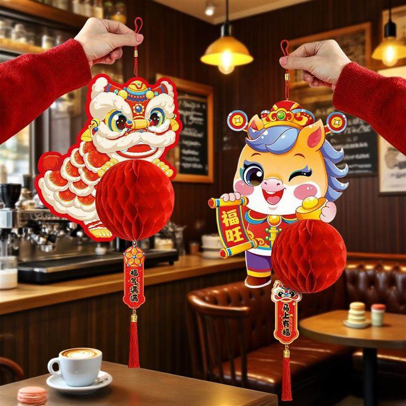新年小挂饰春节马年大吉2026年氛围布置商场珠宝店天花板吊饰挂