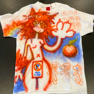 涂鸦喷绘Graffiti spray painting gothgirl千禧风Y2K黑红短袖