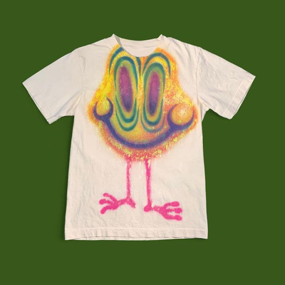 高街风手绘涂鸦短袖T恤男女通用宽松街头潮流个性创意趣味上衣