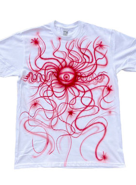 Graffiti spray painting rare gothgirl Y2K blackred shirt T恤