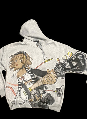 轻音少女Animax喷绘art inkjet小众喷绘艺术涂鸦欧美连帽卫衣