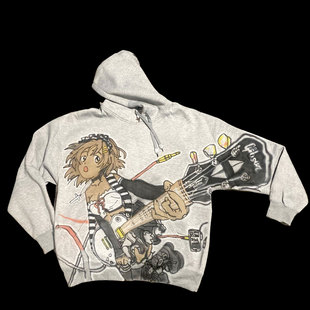 轻音少女Animax喷绘art inkjet小众喷绘艺术涂鸦欧美连帽卫衣