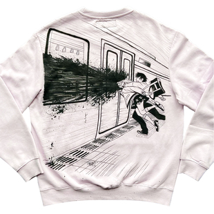 网络流浪汉可爱Y2K涂鸦喷绘Inkjet printing凯蒂猫hellokitty卫衣