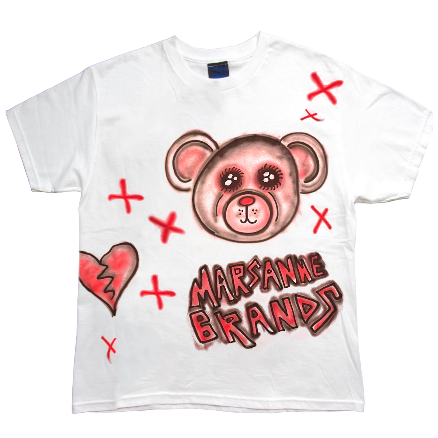 小熊涂鸦喷绘Graffiti spray painting gothgirl叛逆短袖blackred