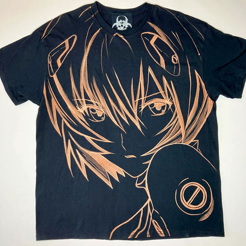 绫波丽Ayanami Rei Inkjet printingY2K喷绘黑红blackred短袖weeb