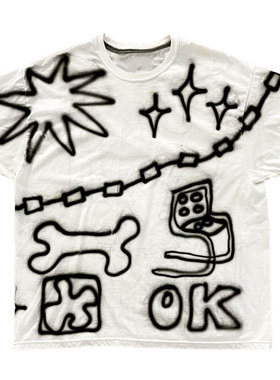 涂鸦喷绘Graffiti spray painting短袖gothgirl哥特黑红blackred