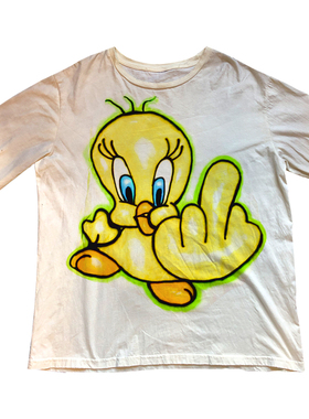 网络流浪汉 Tweetycui卡通乐一通blackred原创Original脏脏衣T恤