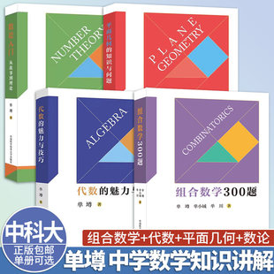组合数学300题数论入门平面几何的知识与问题代数的魅力与技巧单墫4册可选中国科学技术大学出版社中学数学概念与理论重点知识点