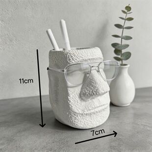 创意个性摩艾石像笔筒摆件石膏北欧礼品桌面化妆刷眼镜支架高颜值